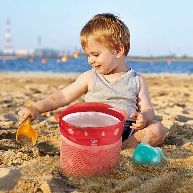 Hape Fold & Go Beach Fish-Shaped Waterproof Bag & Bucket & Sand Mold Toy Set
