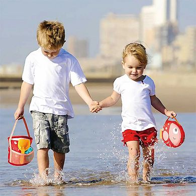 Hape Fold & Go Beach Fish-Shaped Waterproof Bag & Bucket & Sand Mold Toy Set