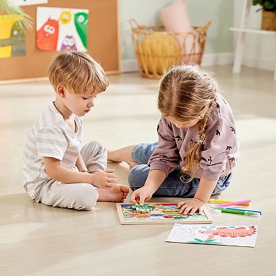 Hape Dino Double-Sided Coloring 24-Piece Puzzle