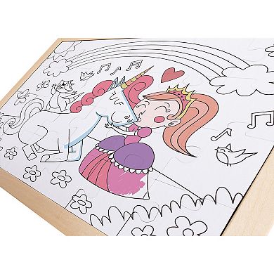 Hape Unicorn Friends 24-Piece Double-Sided Coloring Puzzle