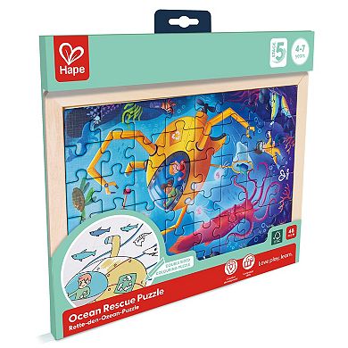 Hape Ocean Rescue 48-Piece Double-Sided Coloring Puzzle