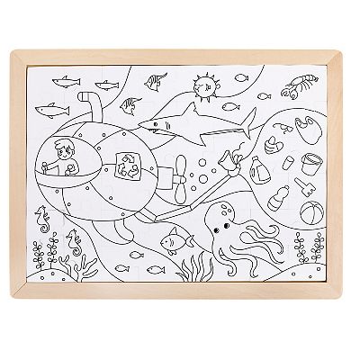 Hape Ocean Rescue 48-Piece Double-Sided Coloring Puzzle
