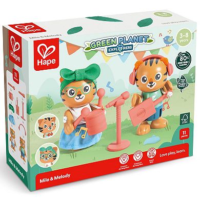 Hape Milo & Melody 11-Piece Tiger Articulated Figurine Toy Set