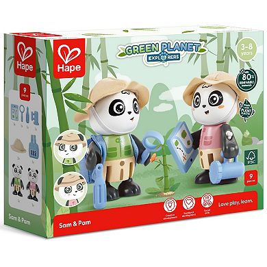 Hape Sam & Pam 10-Piece Panda Articulated Figurine Toy Set