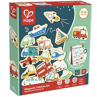 Hape Magnetic Vehicles 30 pc Wooden Magnet Set