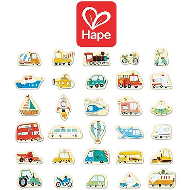Hape Magnetic Vehicles 30-Piece Wooden Magnet Set
