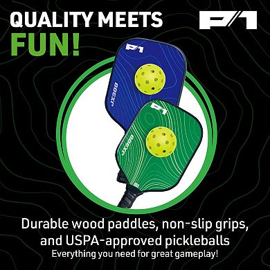 Hape 2-Player Pickleball Starter Kit with Wooden Paddles