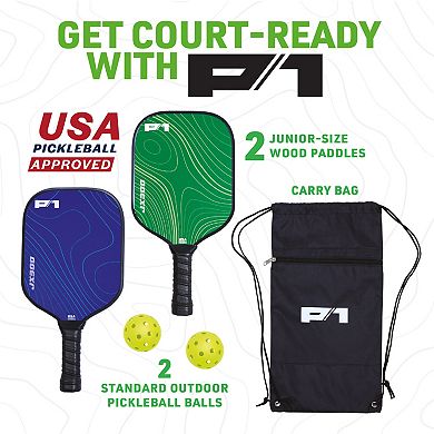 Hape 2-Player Pickleball Starter Kit with Wooden Paddles