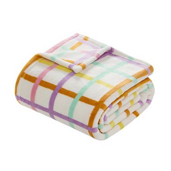 Hallmark Multicolor Chromatic Grid Plush Throw Blanket