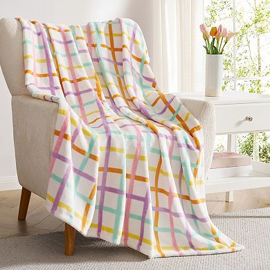 Hallmark Multicolor Chromatic Grid Plush Throw Blanket