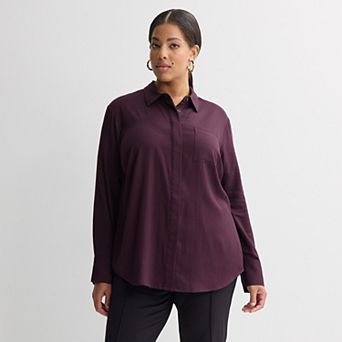 Plus Size Nine West Wrinkle Resistant Button-Down Shirt