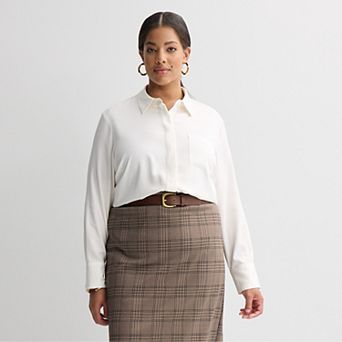Plus Size Nine West Wrinkle Resistant Button-Down Shirt