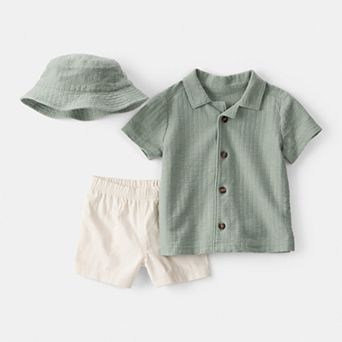 Baby Boys Carter's 3 pc Solid Short-Sleeve Top & Short Set