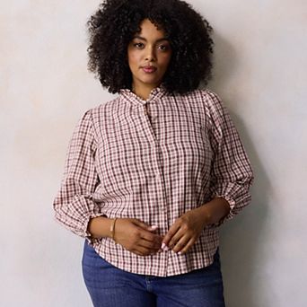 Plus Size LC Lauren Conrad Long Sleeve Mockneck Blouse