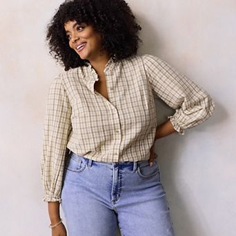 Plus Size LC Lauren Conrad Long Sleeve Mockneck Blouse