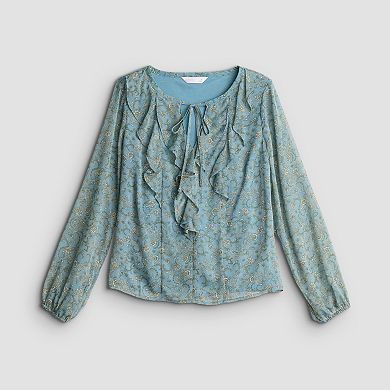 Petite LC Lauren Conrad Long Sleeve V-Neck Blouse