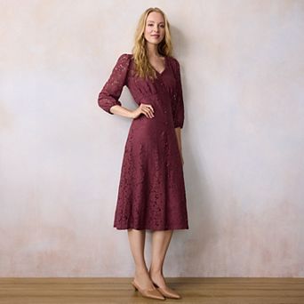Petite LC Lauren Conrad 3/4 Sleeve Empire Midi Dress