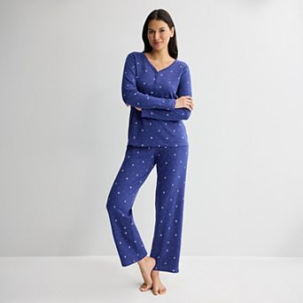 Women's Croft & Barrow® Long Sleeve Textured Knit Pajama Top & Pajama Bottoms Set