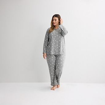Plus Size Croft & Barrow® Long Sleeve Textured Knit Pajama Top & Pajama Bottoms Set