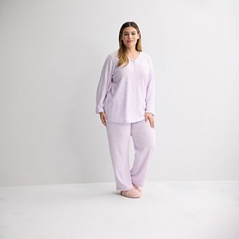 Plus Size Croft & Barrow® Long Sleeve Textured Knit Pajama Top & Pajama Bottoms Set