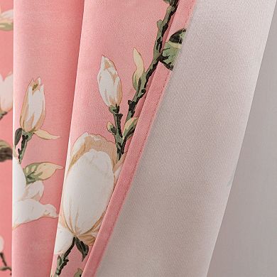 100% Polyester 200 GSM Blossom Printed Blackout Grommet With 1.5 Rod Diameter Curtain Panel