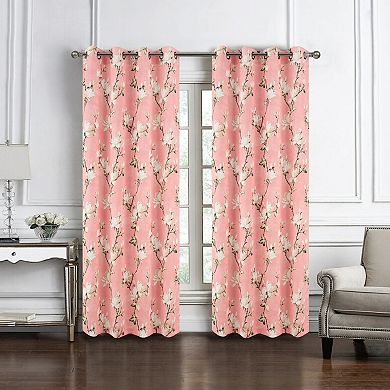 100% Polyester 200 GSM Blossom Printed Blackout Grommet With 1.5 Rod Diameter Curtain Panel