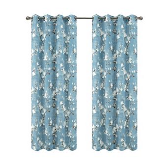 100% Polyester 200 GSM Blossom Printed Blackout Grommet With 1.5 Rod Diameter Curtain Panel