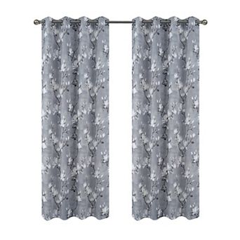 100% Polyester 200 GSM Blossom Printed Blackout Grommet With 1.5 Rod Diameter Curtain Panel