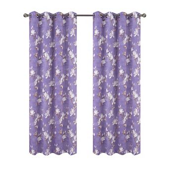 100% Polyester 200 GSM Blossom Printed Blackout Grommet With 1.5 Rod Diameter Curtain Panel