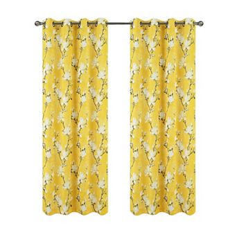 100% Polyester 200 GSM Blossom Printed Blackout Grommet With 1.5 Rod Diameter Curtain Panel