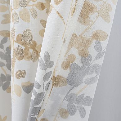 100% Polyester 140 GSM Aiden Printed Textured Grommet With 1.5 Rod Diameter Curtain Panel