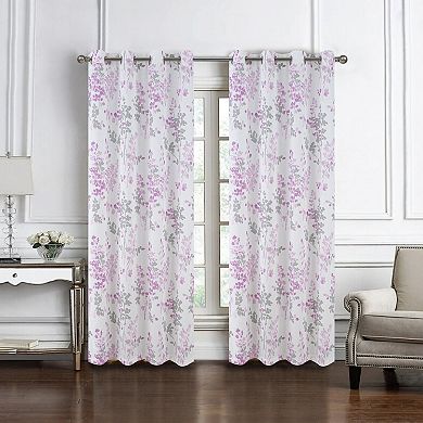 100% Polyester 140 GSM Aiden Printed Textured Grommet With 1.5 Rod Diameter Curtain Panel
