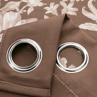 100% Polyester 190 GSM Eloise Reversible Blackout Grommet With 1.5 Rod Diameter Curtain Panel