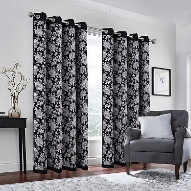 100% Polyester 190 GSM Eloise Reversible Blackout Grommet With 1.5 Rod Diameter Curtain Panel