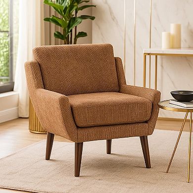 Veny Accent Armchair, Chenille, Solid Wood Angled Legs