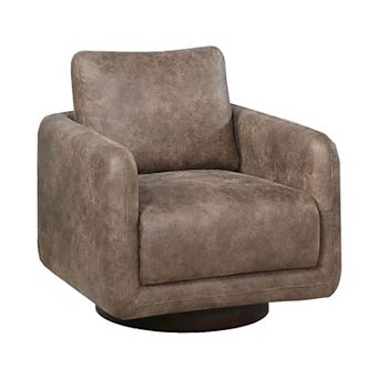 Wade Swivel Armchair, Square Frame, Faux Leather