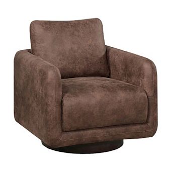 Wade Swivel Armchair, Square Frame, Faux Leather