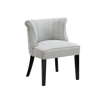 Vasu Accent Chair, Vertical Accents on Curved Back, Gray Polyester