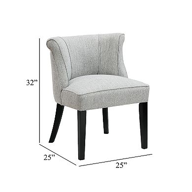 Vasu Accent Chair, Vertical Accents on Curved Back, Gray Polyester