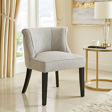 Vasu Accent Chair, Vertical Accents on Curved Back, Gray Polyester