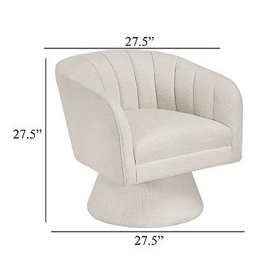 Shea Swivel Accent Chair, Boucle Fabric, Channel Stitched
