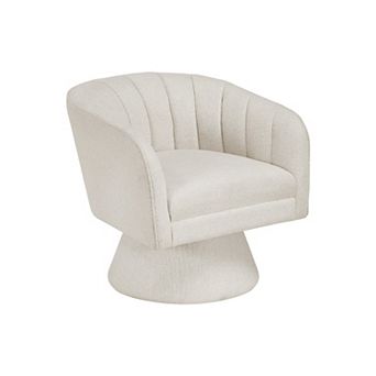 Shea Swivel Accent Chair, Boucle Fabric, Channel Stitched