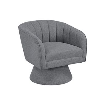 Shea Swivel Accent Chair, Boucle Fabric, Channel Stitched