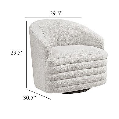 Vinn Swivel Accent Armchair, Barrel Design, Beige Chenille Fabric