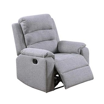 Sonia Manual Recliner Chair, Bone White Channel-Tufted Burlap