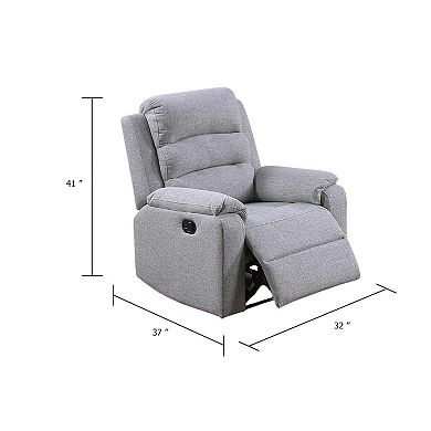 Sonia Manual Recliner Chair, Bone White Channel-Tufted Burlap