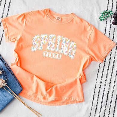 Spring Vibes Varsity - Women's Garment Dyed Graphic T-Shirt
