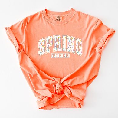 Spring Vibes Varsity - Women's Garment Dyed Graphic T-Shirt