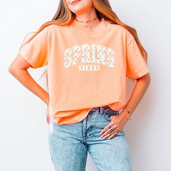 Spring Vibes Varsity - Women's Garment Dyed Graphic T-Shirt