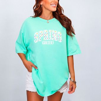 Spring Vibes Varsity - Women's Garment Dyed Graphic T-Shirt
